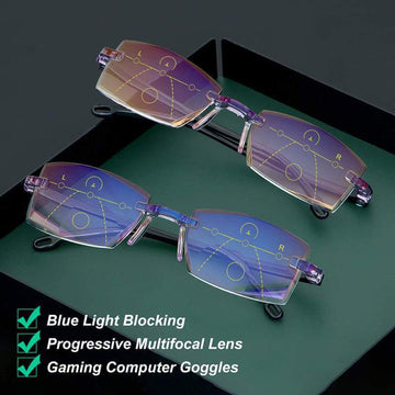 HD lens Diamond-Cut Bifocal Progressive And Anti-Blue Eyewear Ultralight Reading Glasses